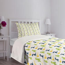 Happy Cartoon Dino Bedspread Set