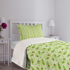 Foliage Dragonflies Bedspread Set