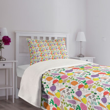 Childish Drawing Food Bedspread Set