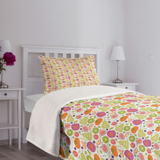 Exotic Food Pattern Bedspread Set