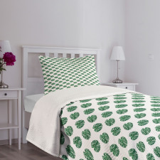 Evergreen Monstera Leaf Bedspread Set