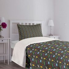 Happy Animals Illustration Bedspread Set