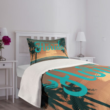 Grunge Sunset Coastline Bedspread Set