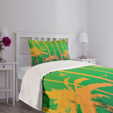 Beach Trees Green Old Bedspread Set