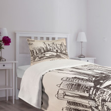 Miami Cityscape Sketch Bedspread Set