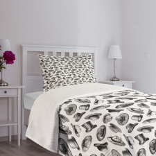 Twenties Fashion Hats Bedspread Set