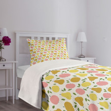 Pastel Graphic Apple Pear Bedspread Set