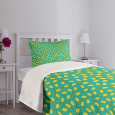 Yellow Lemon with Leaf Bedspread Set