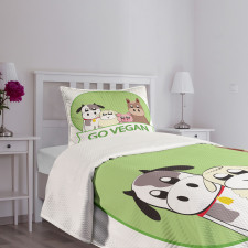 Go Vegan Slogan Animals Bedspread Set