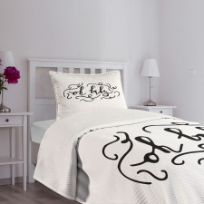 Calligraphy Curlicues Bedspread Set