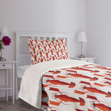 Geometric Lobsters Graphic Bedspread Set