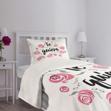 Te Quiero Rose Flower Bedspread Set