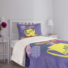 Flower Bucket Water Can Bedspread Set