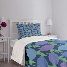 Tree Peony Stem Leaves Bedspread Set