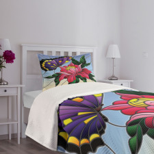 Stained Glass Butterfly Bedspread Set