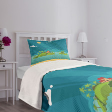 Tropical Islands Ocean Bedspread Set