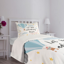 Air Balloon Sky Words Bedspread Set