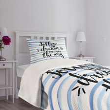 Calligraphy on Stripe Bedspread Set
