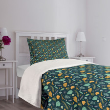 Tropical Plants Pattern Bedspread Set