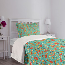 Fox and Hen Bicycle Bedspread Set