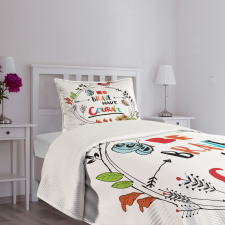 Motivational Style Lettering Bedspread Set