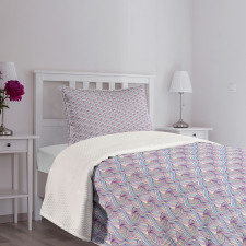 Pastel Tone Doodle Waves Bedspread Set