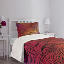 Doodle Waves with Stripes Bedspread Set