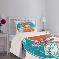 Little Girl in Winter Sheep Bedspread Set