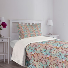 Soft Colored Tangled Lines Bedspread Set