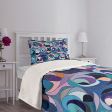 Motley Retro Curvy Shapes Bedspread Set