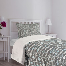 Abstract Fishing Theme Bedspread Set