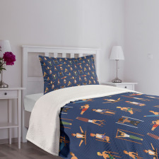 Cartoon Boys Working Bedspread Set