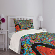 Colorful City Map Bedspread Set