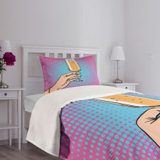 Pop Art Comic Champagne Bedspread Set