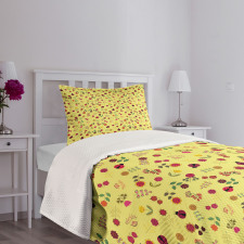 Colorful Design Flowers Bedspread Set