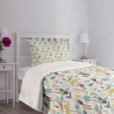 Cartoon Hawaii Trees Bedspread Set