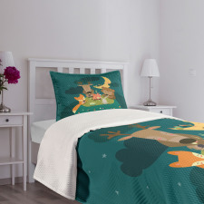 Forest Bonfire at Night Bedspread Set