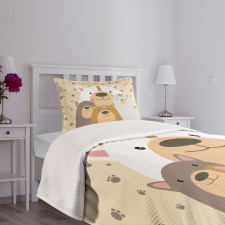 Cartoon Family Portrait Bedspread Set