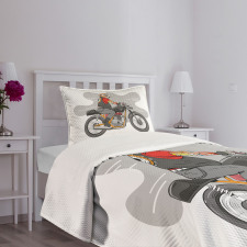 English Bulldog Bike Bedspread Set
