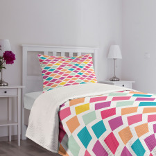 Rhombus Shapes Mosaic Bedspread Set