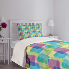 Skewed Squares Overlap Bedspread Set