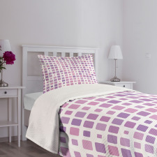 Random Ombre Square Tiles Bedspread Set