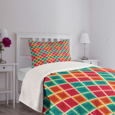 Vibrant Grunge Rhombus Bedspread Set