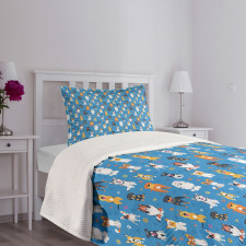 Canine Puppy Joyful Pets Paws Bedspread Set