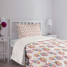 Colorful Pastel Plumage Bedspread Set