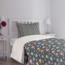 Colorful Elephants Birds Bedspread Set