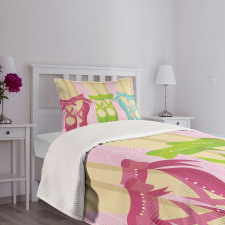 Colored Pointe Shoes on Pink Bedspread Set