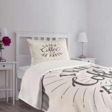 Coffee Words Grunge Effect Bedspread Set