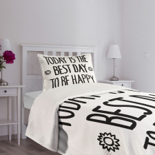 Hand-drawn Flowers Text Bedspread Set