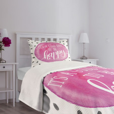 Watercolor Spot with Words Bedspread Set